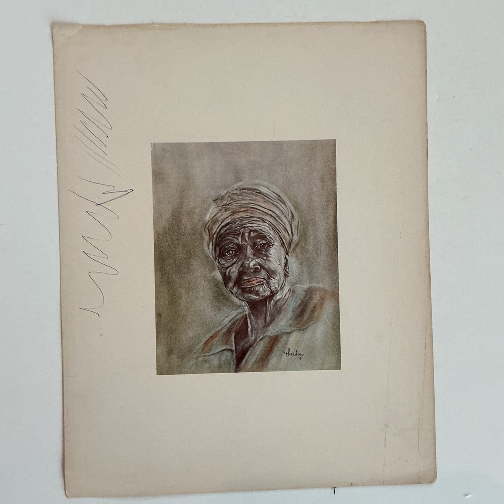 Theadius McCall 1971-72 Print Signed African American Art Snuff Dipper Americana